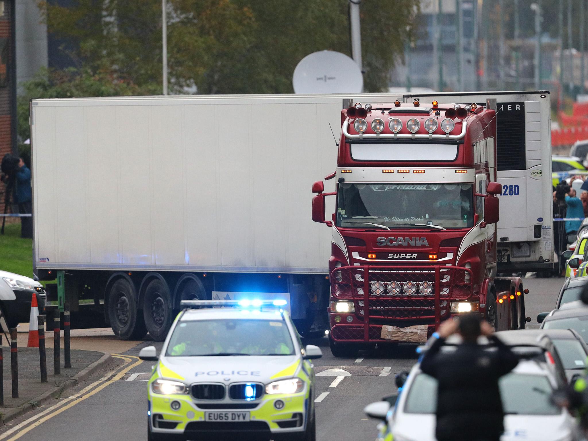 The bodies of 39 Vietnamese migrants were found in the back of a lorry in Grays, Essex on 23 October