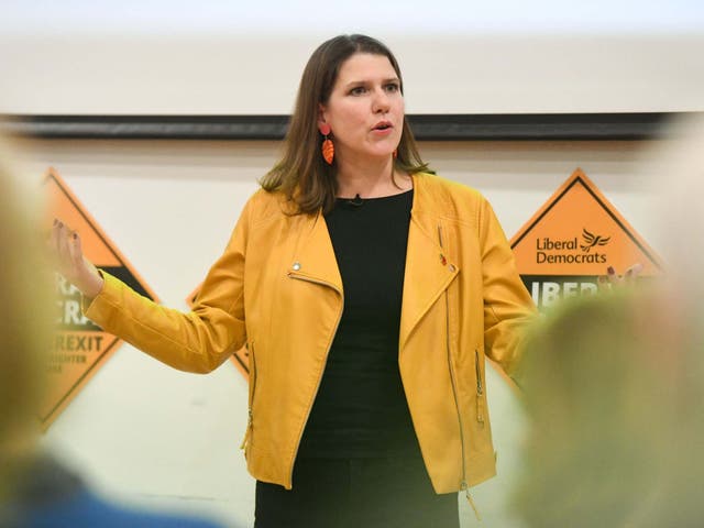 Liberal Democrat leader Jo Swinson at the party’s autumn conference in Bournemouth