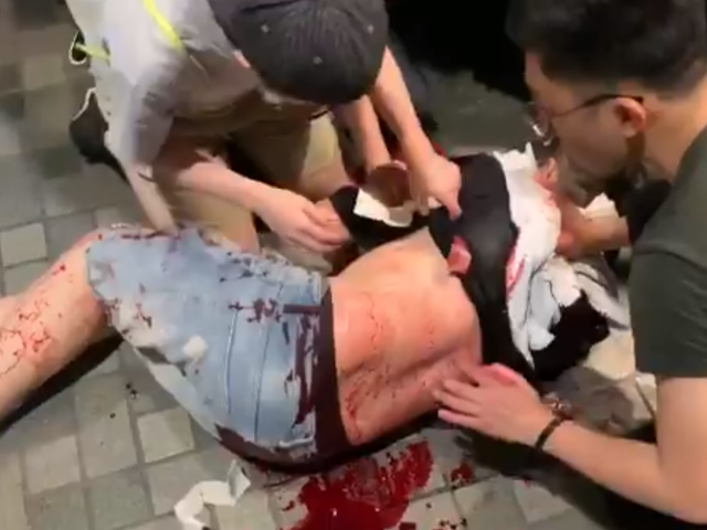 Several people were stabbed in the attack following a peaceful protest in the city's shopping malls