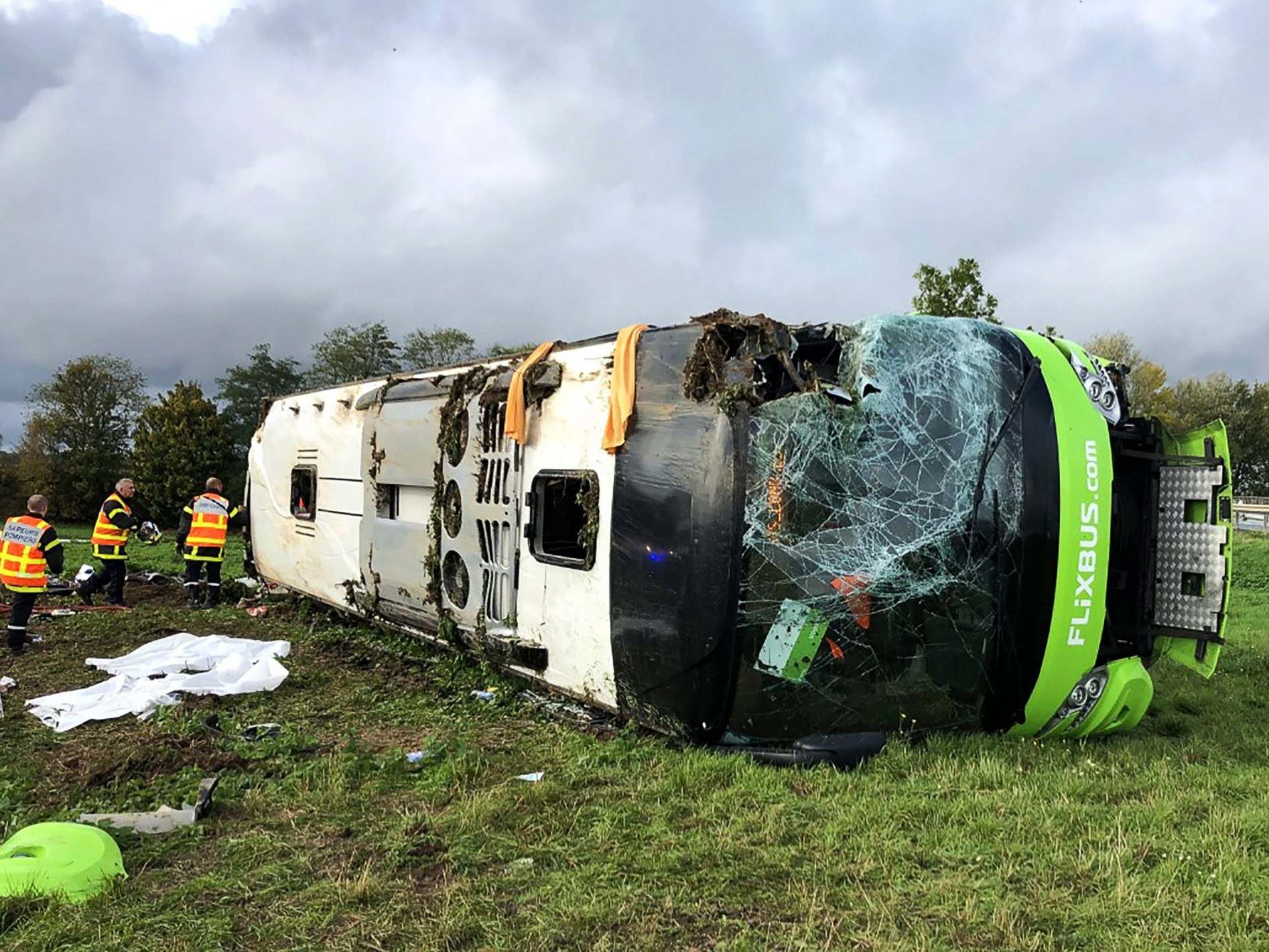 Four passengers were seriously injured in the accident on Sunday morning