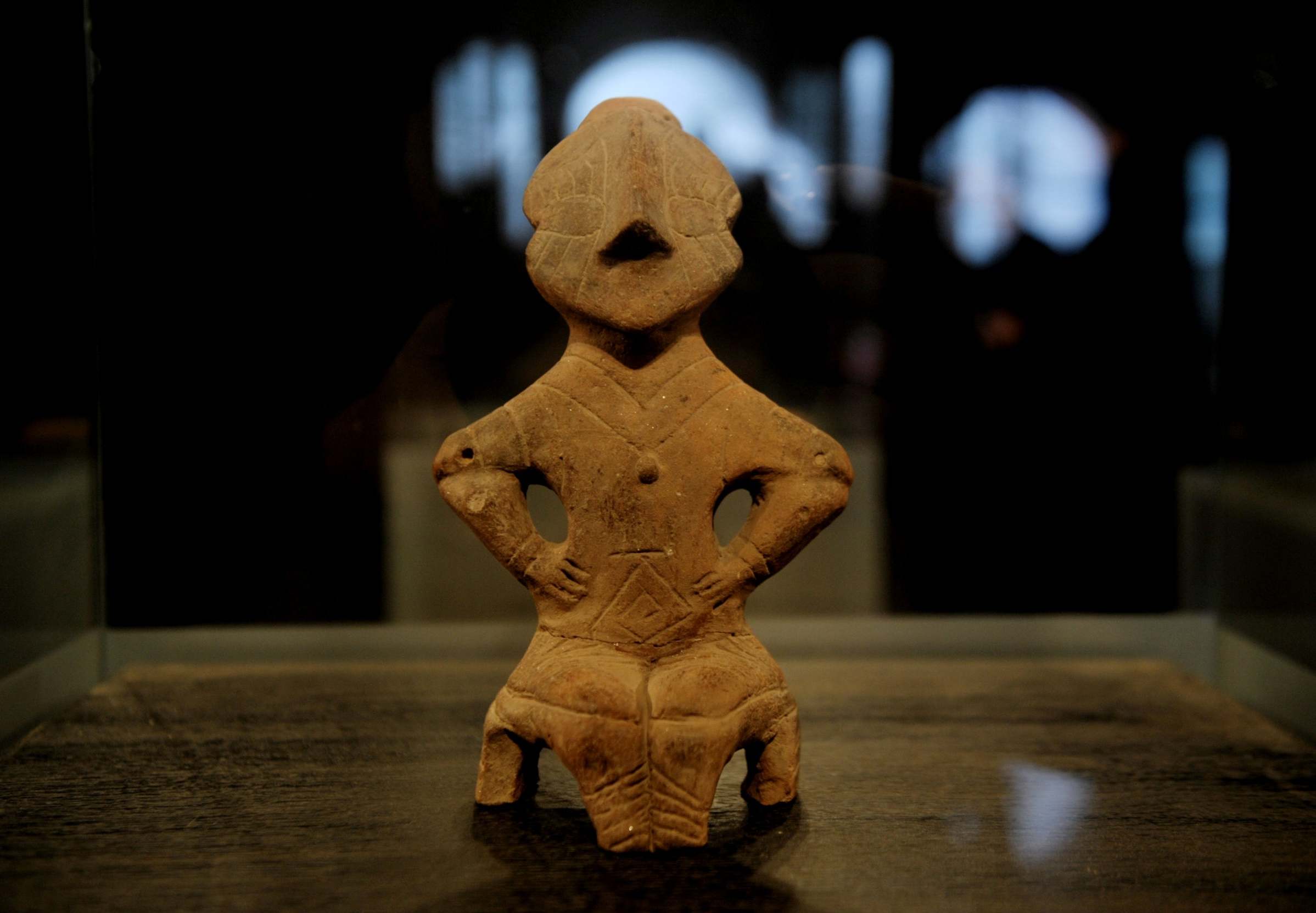 A terracotta Neolithic goddess, one of seven Kosovo archaeological artefacts found in Germany