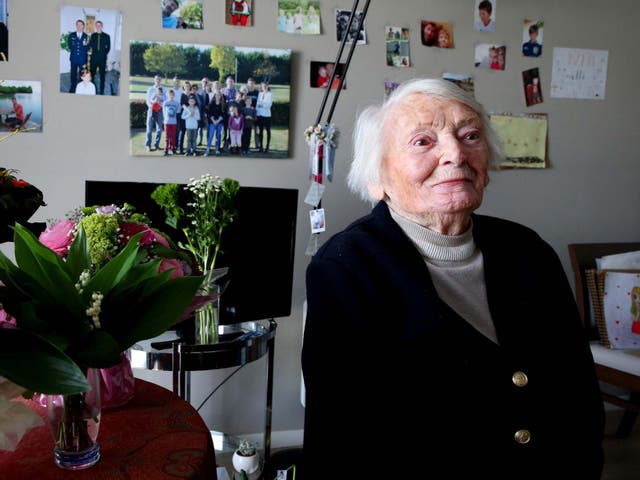 Yvette Lundy photographed at a retirement home in northern France