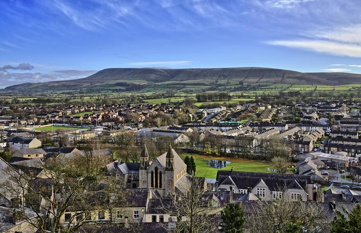 Clitheroe looking towards Pendle Hill in Ribble Valley