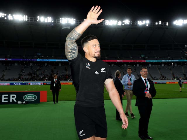 Sonny Bill Williams of New Zealand shows appreciation to the fans