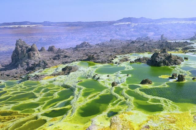 One of several sites in Ethiopia’s Danakil Depression, where a team of scientists sought microorganisms able to endure harsh living conditions