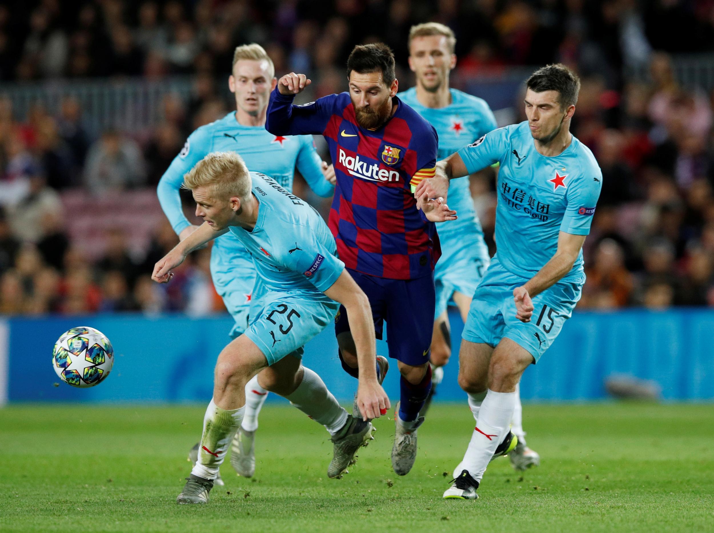 Messi's historic goal helps Barcelona edge Slavia Prague