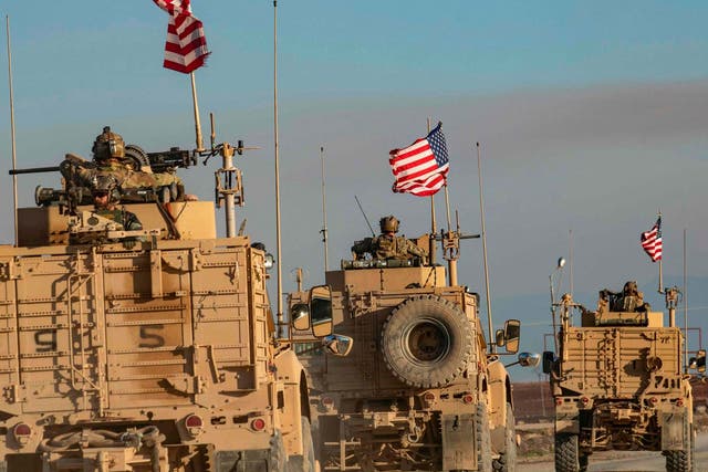 A convoy of US armoured vehicles patrols the village of Ein Diwar in Syria's northeastern Hasakeh province
