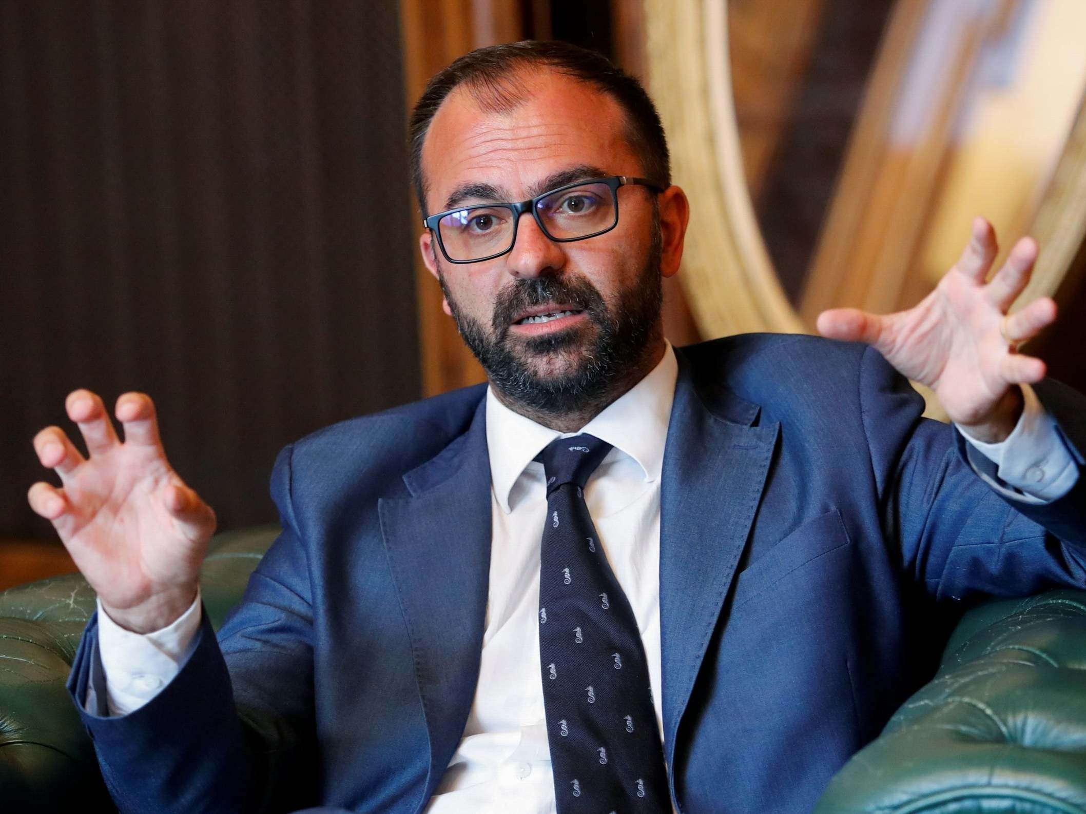 Italy’s education minister Lorenzo Fioramonti during an interview in Rome on Monday (Reuters)