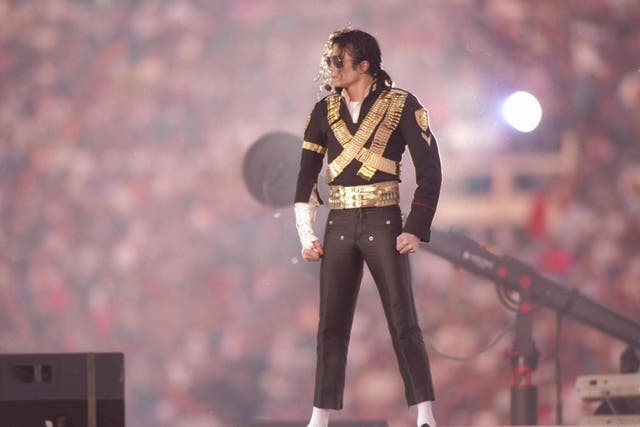 Michael Jackson performs during the Super Bowl Halftime on 31 January, 1993 in Pasadena, California.