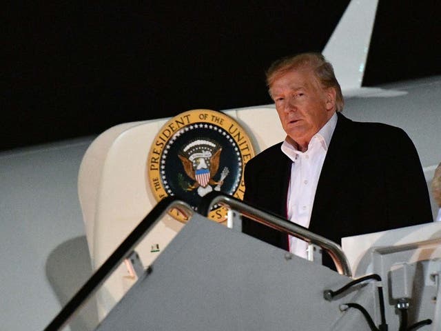 Donald Trump steps off Air Force One, hours before launching his fresh tirade against ‘fake news’