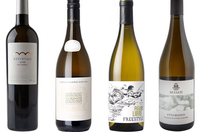 The slopes around Etna in Sicily produce sensational wines such as the Etna Bianco, Benanti, 2017 (far right)