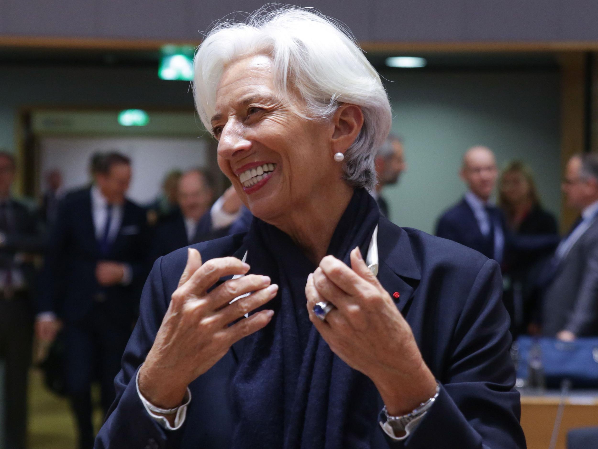 New ECB president Christine Lagarde at her first Eurogroup finance ministers meeting in Brussels on Thursday