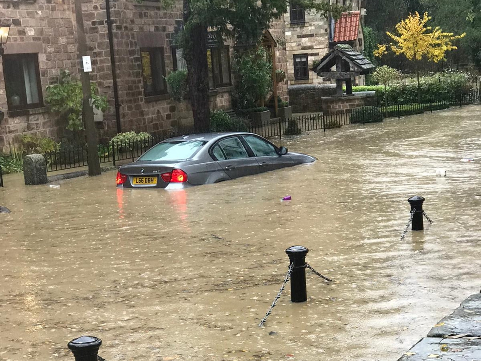 Cars and roads were engulfed in Rotherham