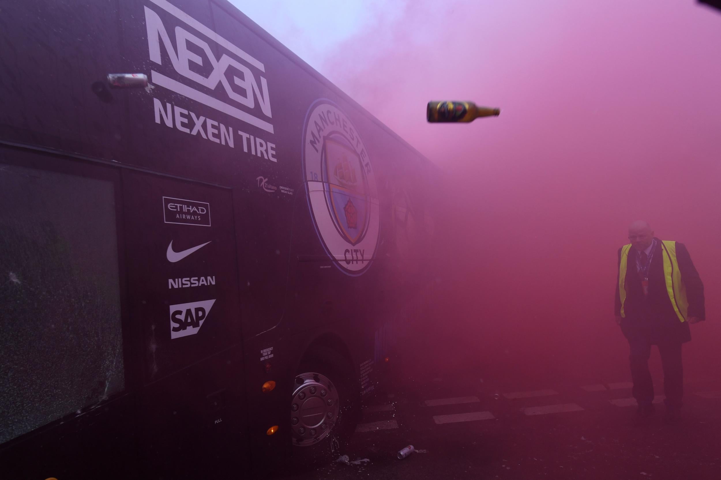 Manchester City's bus was attacked by Liverpool fans outside Anfield