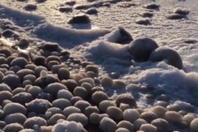 The balls of ice were found on Hailuoto Island, Finland 