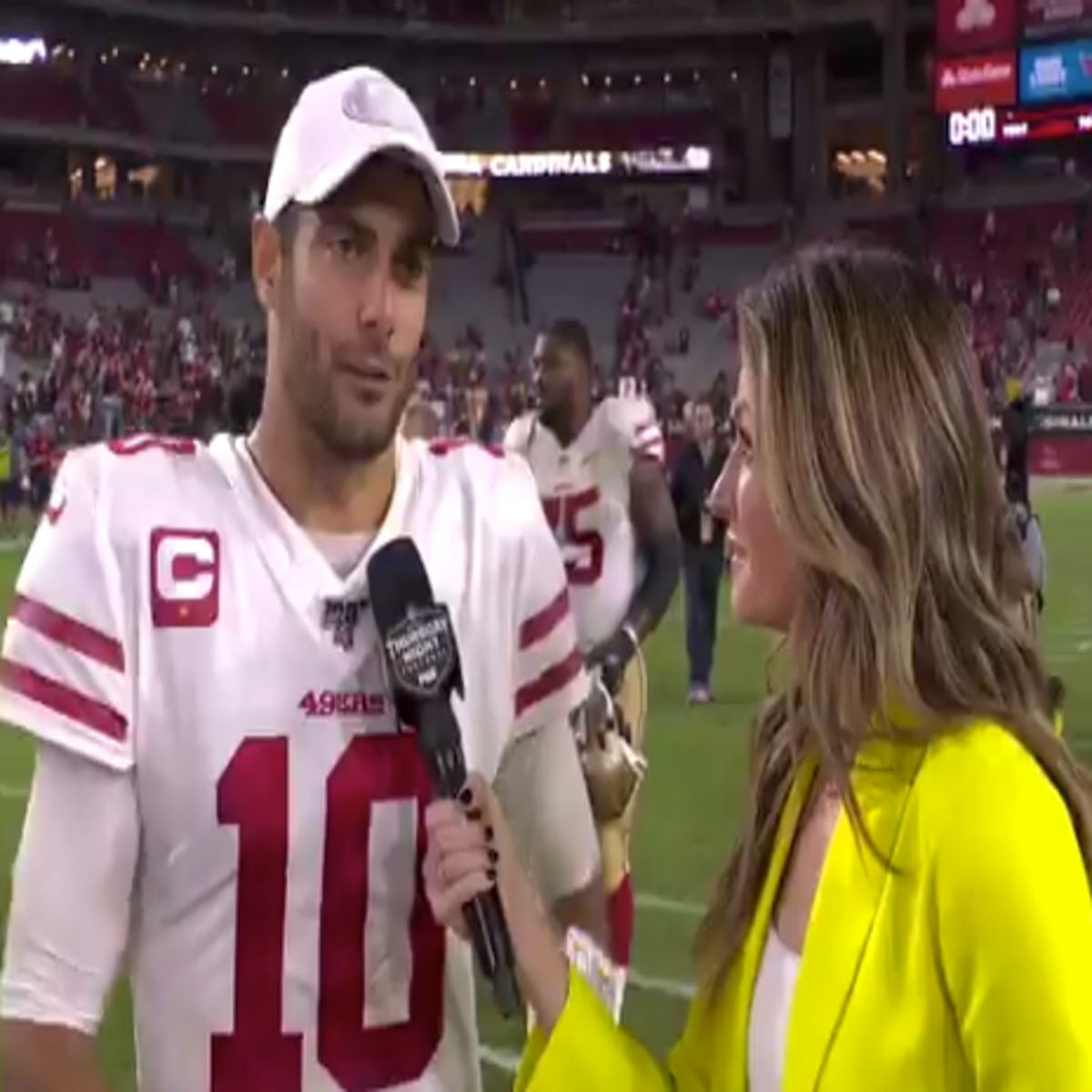 49ers' Jimmy Garoppolo awkwardly flirts with Erin Andrews post-game: 'It  feels great, baby'