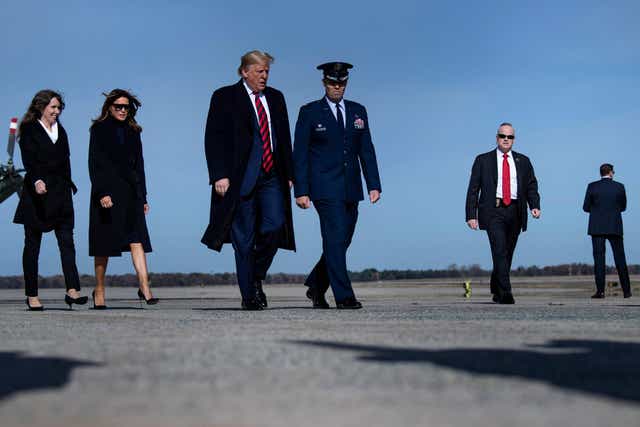 President Donald Trump and first lady Melania Trump at Andrews Air Force base in Maryland