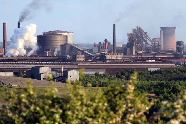 A general view shows the British Steel works in Scunthorpe