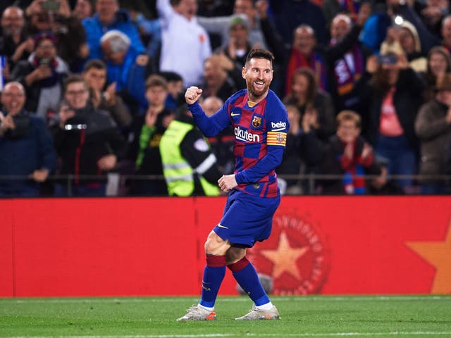 Lionel Messi scored a hat-trick against Celta Vigo as Barcelona stayed top of La Liga