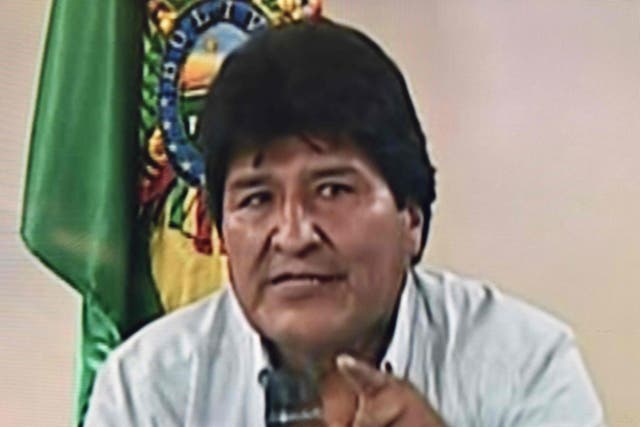 Evo Morales announces his resignation on 10 November 2019 in a televised address from Cochabamba, Bolivia