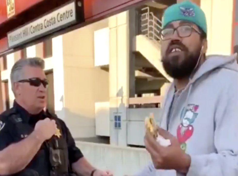 San Francisco residents have responded in outcry after a black man was seen receiving a citation for eating a breakfast sandwich on a train platform last week.