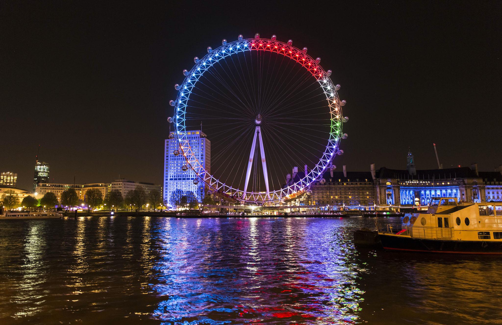 Facebook lights up the London Eye with the colours of political parties to track conversation in the 2015 election
