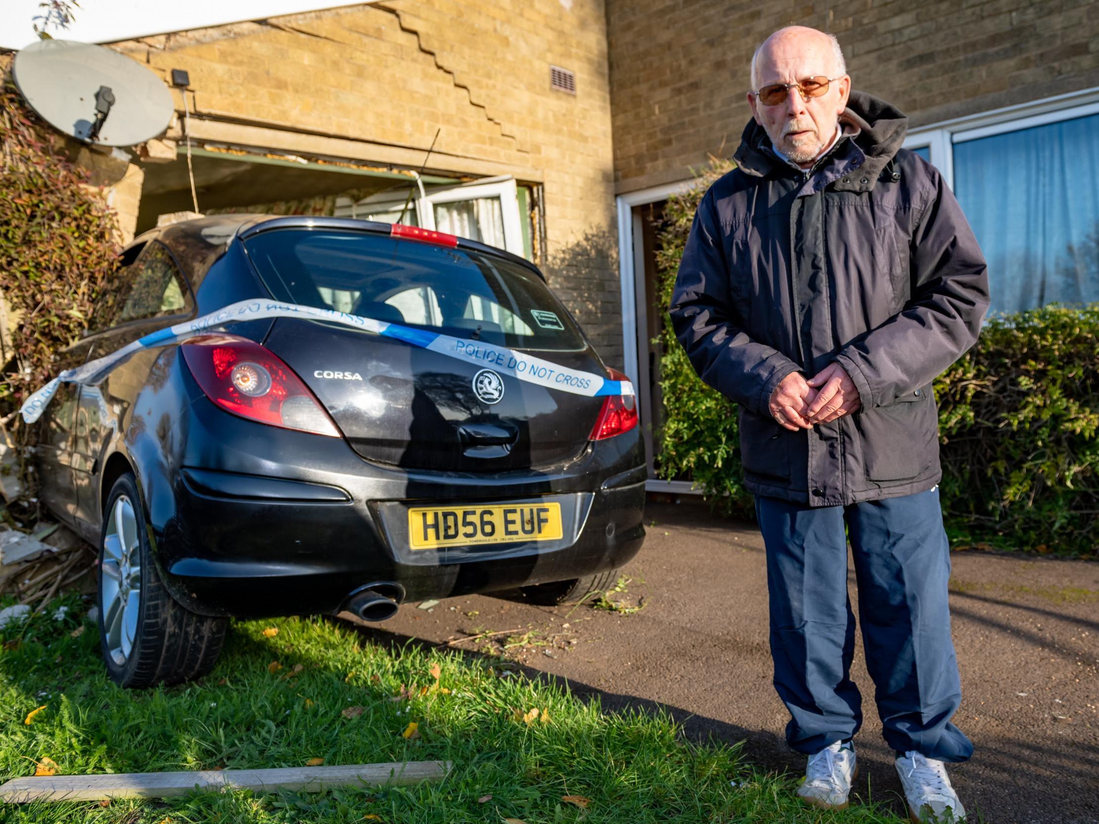 Pensioner dodges death by going to toilet as car crashes into his house