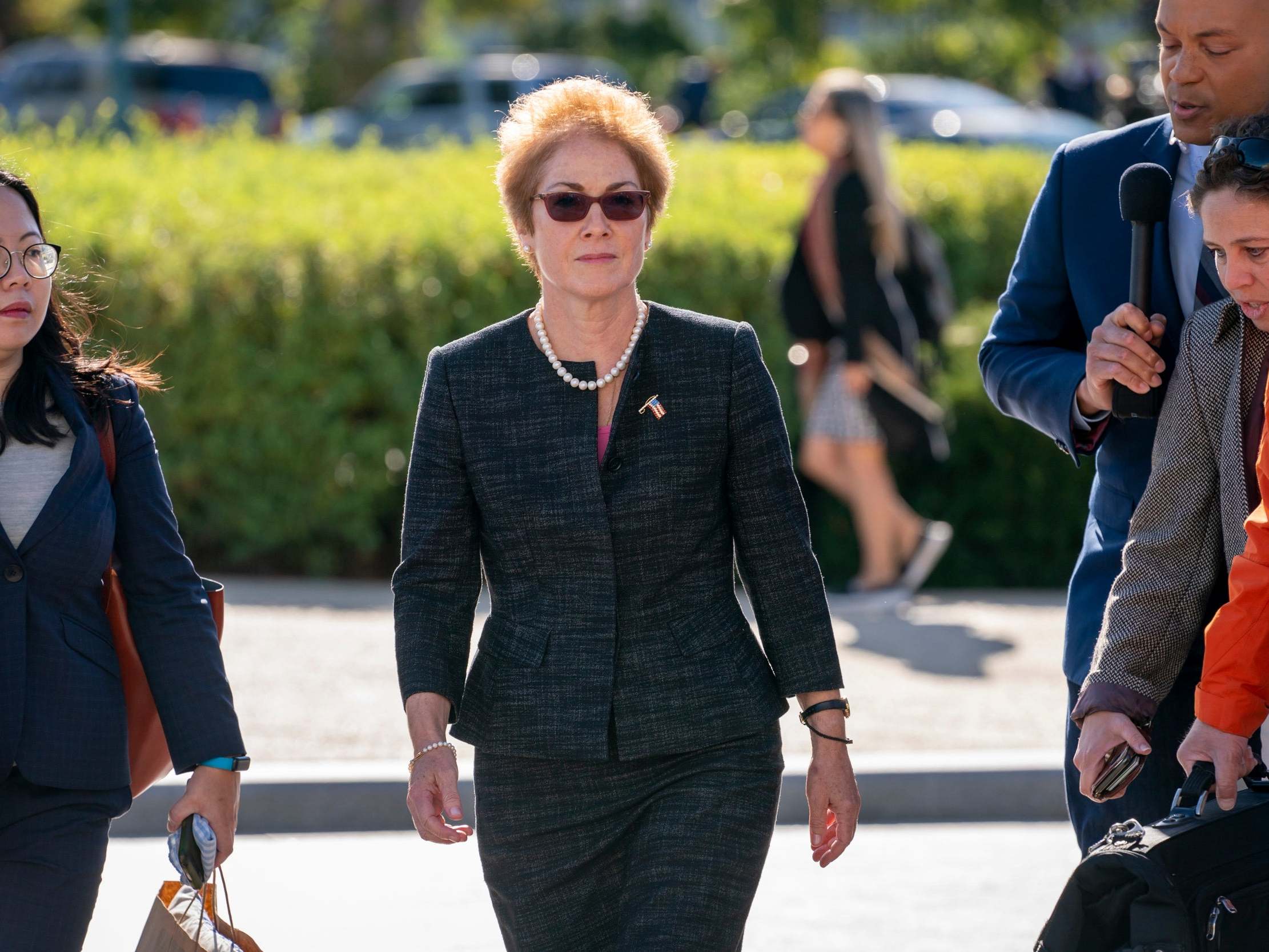 Former US ambassador to Ukraine Marie Yovanovitch arrives on Capitol Hill to testify in the impeachment inquiry