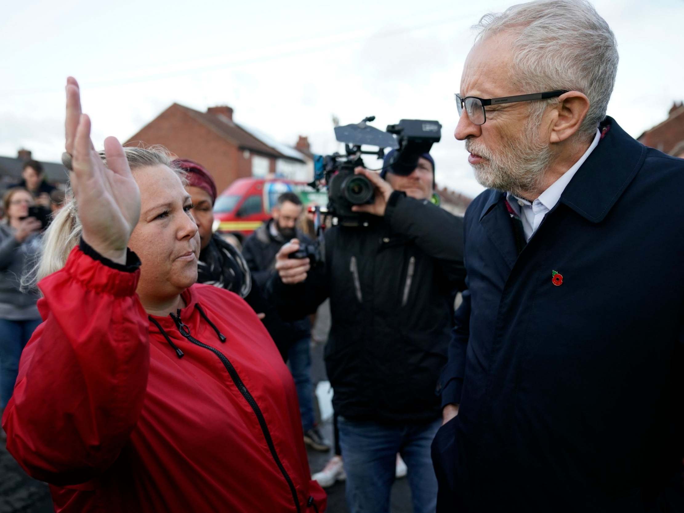 Jeremy Corbyn meets families and volunteers in flood-hit Doncaster, South Yorkshire