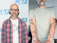 Singer Moby has ‘Animal Rights’ tattooed on his arms