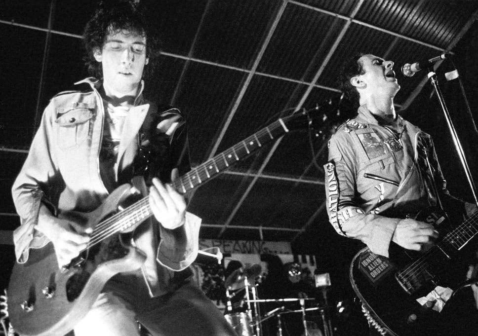 The greatest rock’n’roll band in the world: Mick Jones and Joe Strummer of The Clash perform at Mont de Marsan Punk Festival