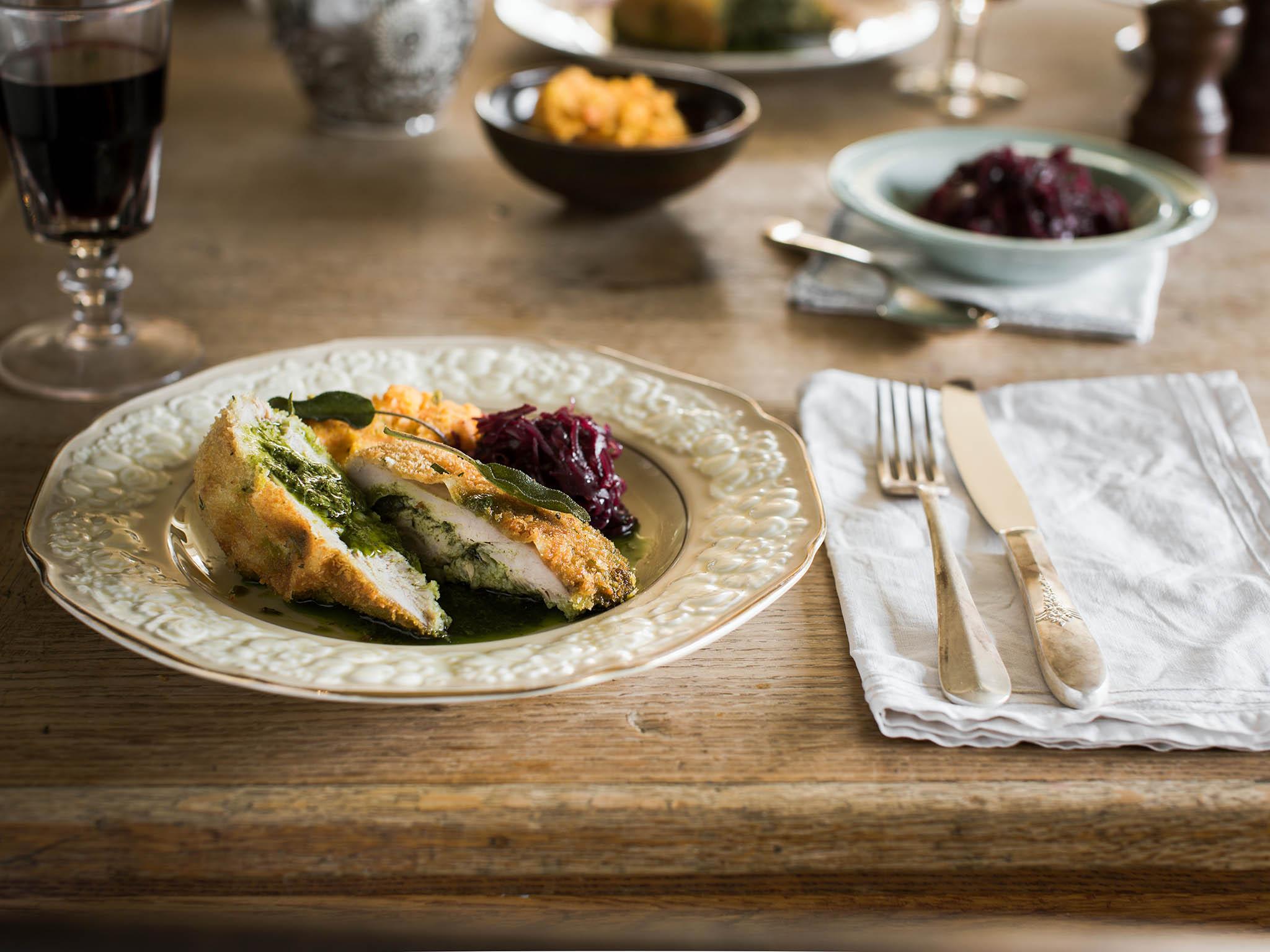 Classic with a twist: the team serve up pheasant Kiev on Christmas Eve