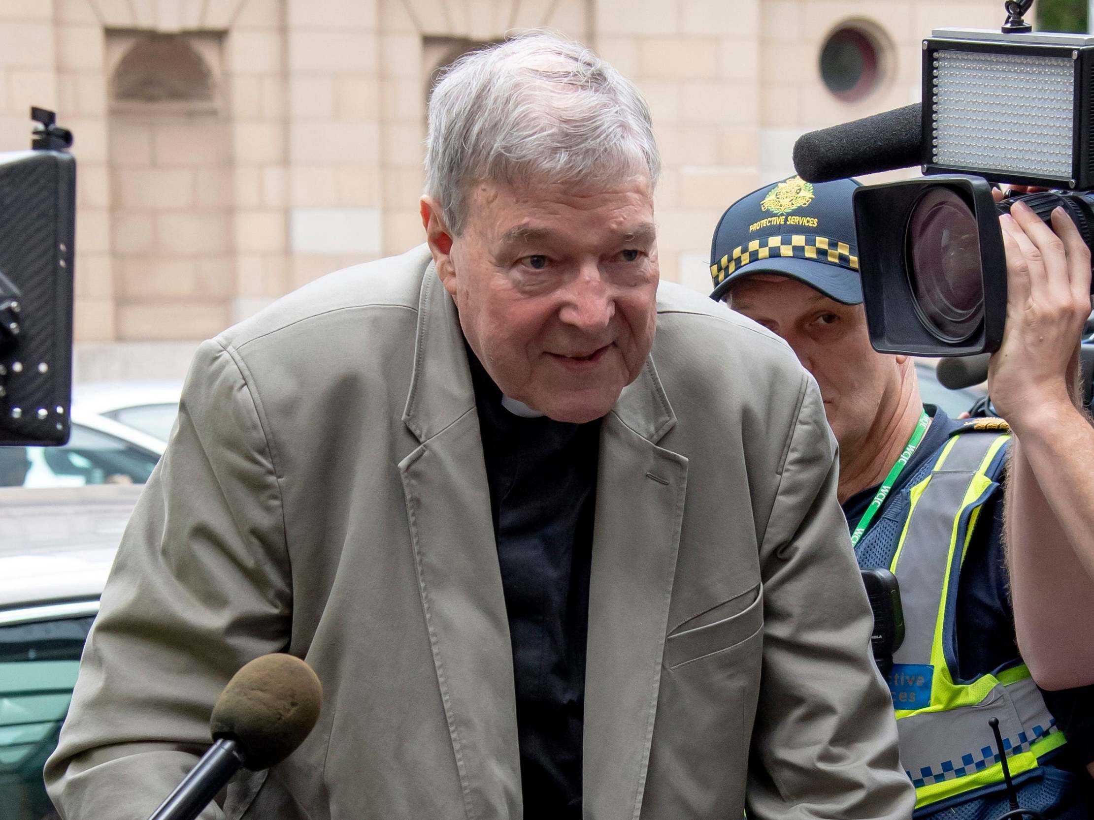 Cardinal George Pell arrives at the County Court in Melbourne in February 2019