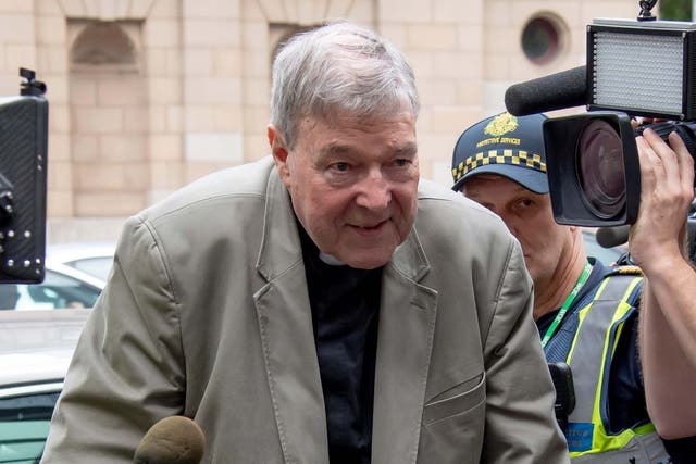 Cardinal George Pell arrives at the County Court in Melbourne in February 2019
