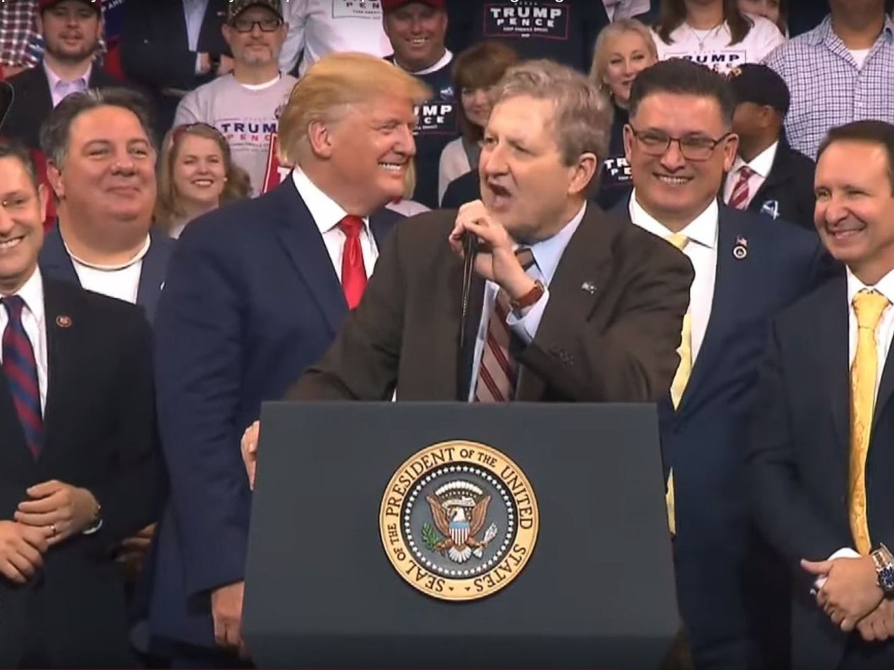 Republican senator launches bizarre WWE-style attack on &apos;cultured, goat milk latte-drinking, avocado toast-eating insiders&apos; at Trump rally