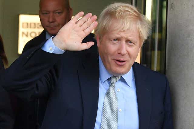Johnson leaves MediaCityUK in Salford after a BBC interview on Friday
