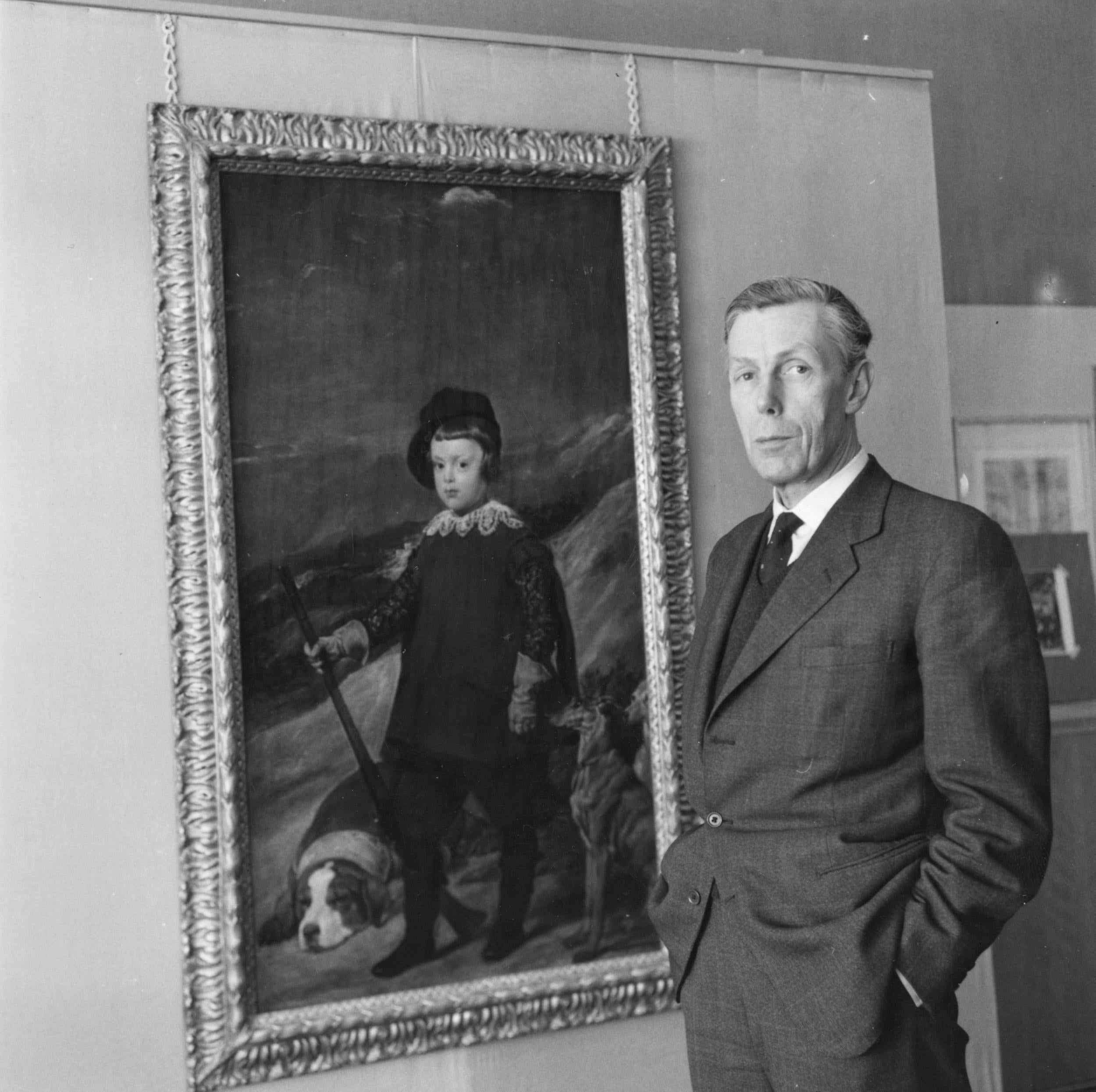 Anthony Blunt with a painting by Spanish painter Diego Velazquez