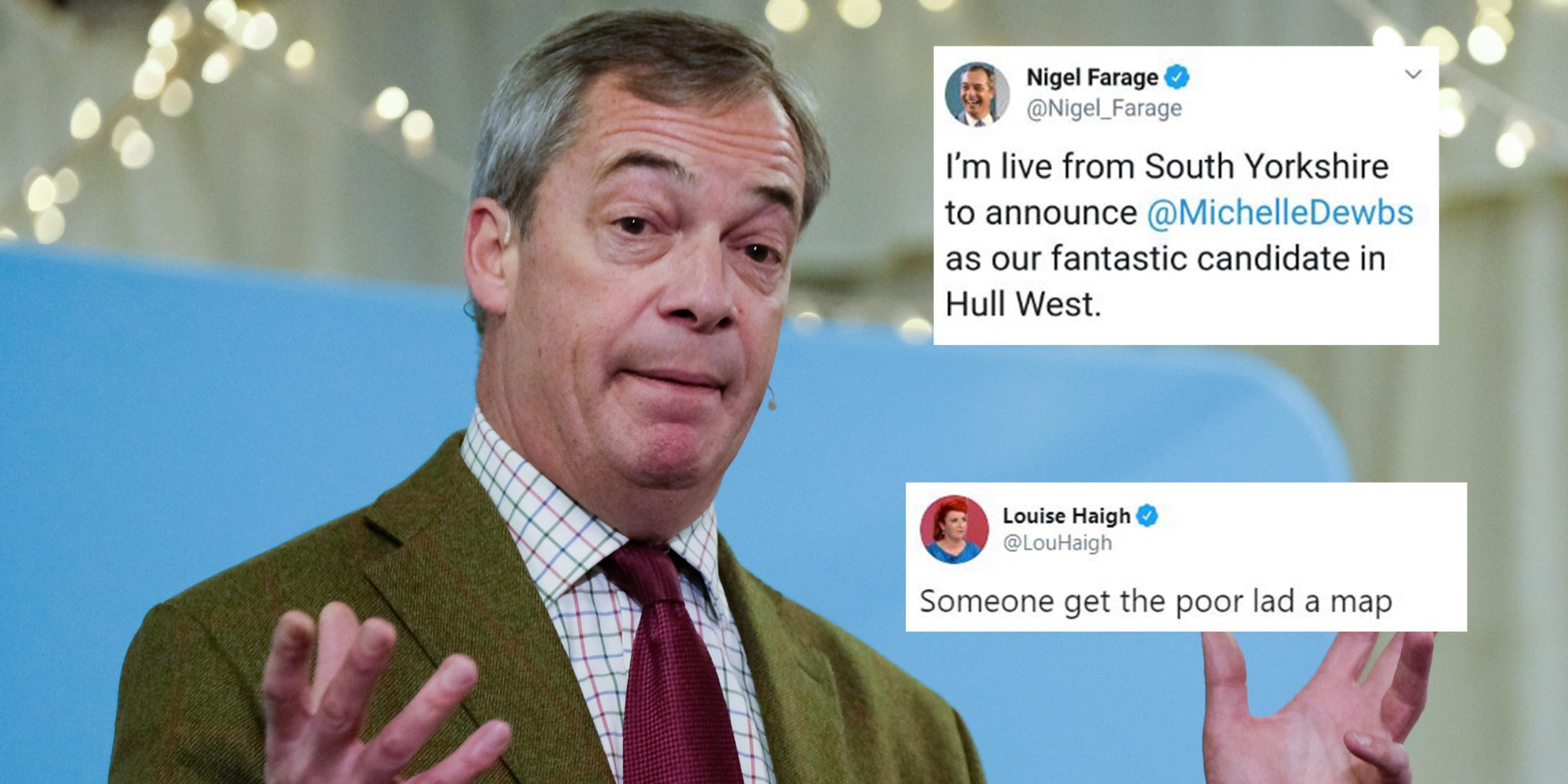 Brexit Party leader Nigel Farage mocked after saying Hull is in South ...