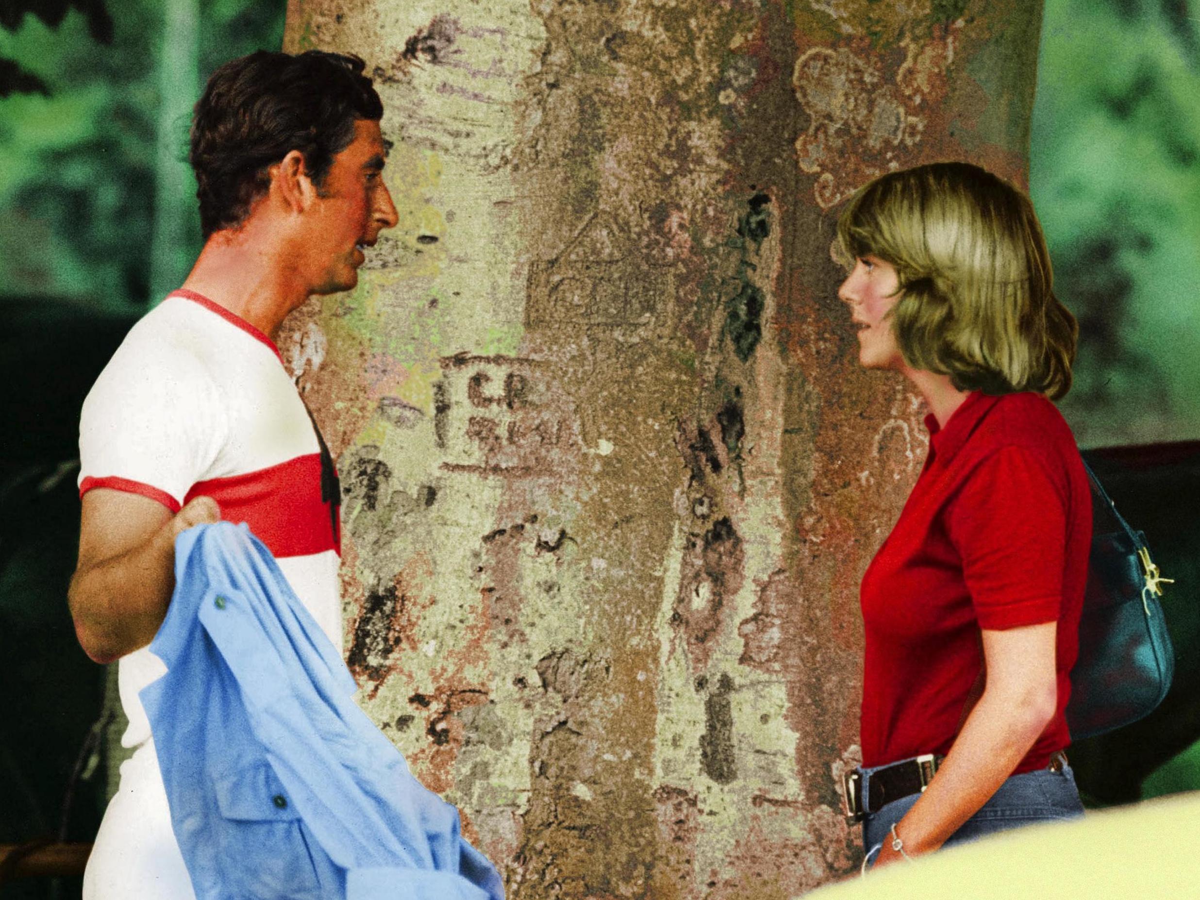 Prince Charles talking to Camilla Parker-Bowles at a polo match, July 1975