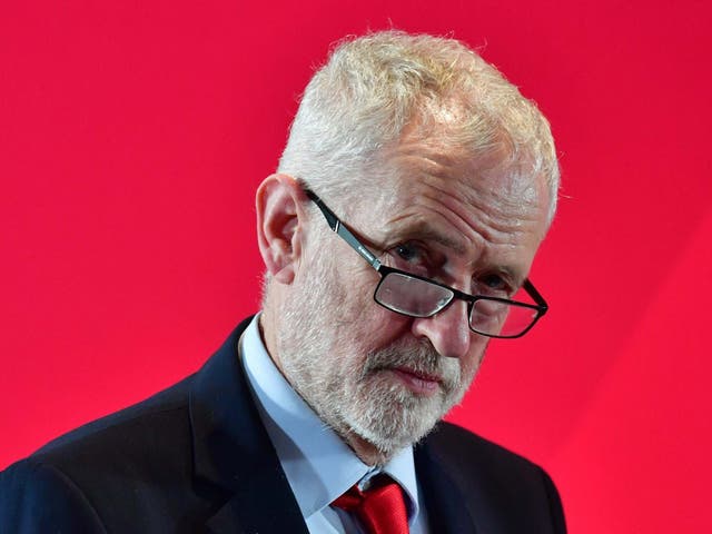 Labour leader Jeremy Corbyn addresses the audience at the University of Lancaster on 15 November 2019