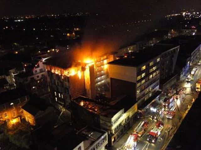 Every floor of the private student accommodation was affected by the blaze, fire chiefs said