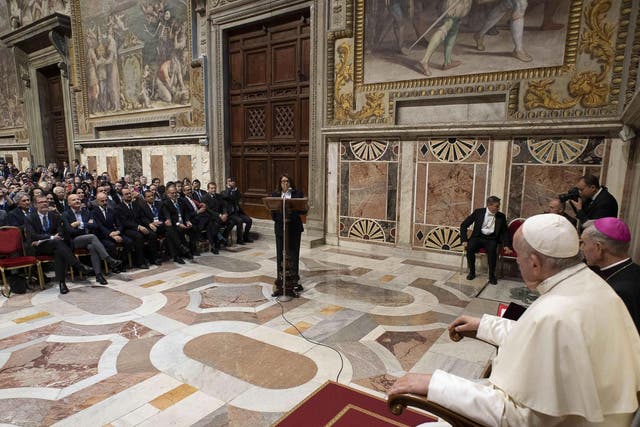 Pope Francis receives audience participants of the World Congress of the International Association of Penal Law on Friday 15 November 2019