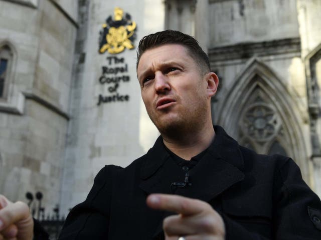 Tommy Robinson tells supporters to vote for Boris Johnson's Conservative Party outside the High Court in London
