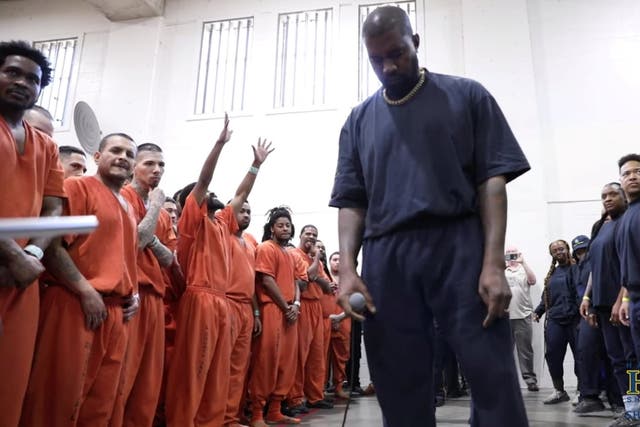 Kanye West and his choir perform at Harris County jail in Houston, Texas