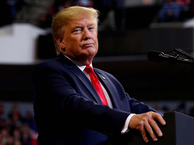 Donald Trump addresses a rally crowd in Bossier City, Louisiana, on 14 November 2019