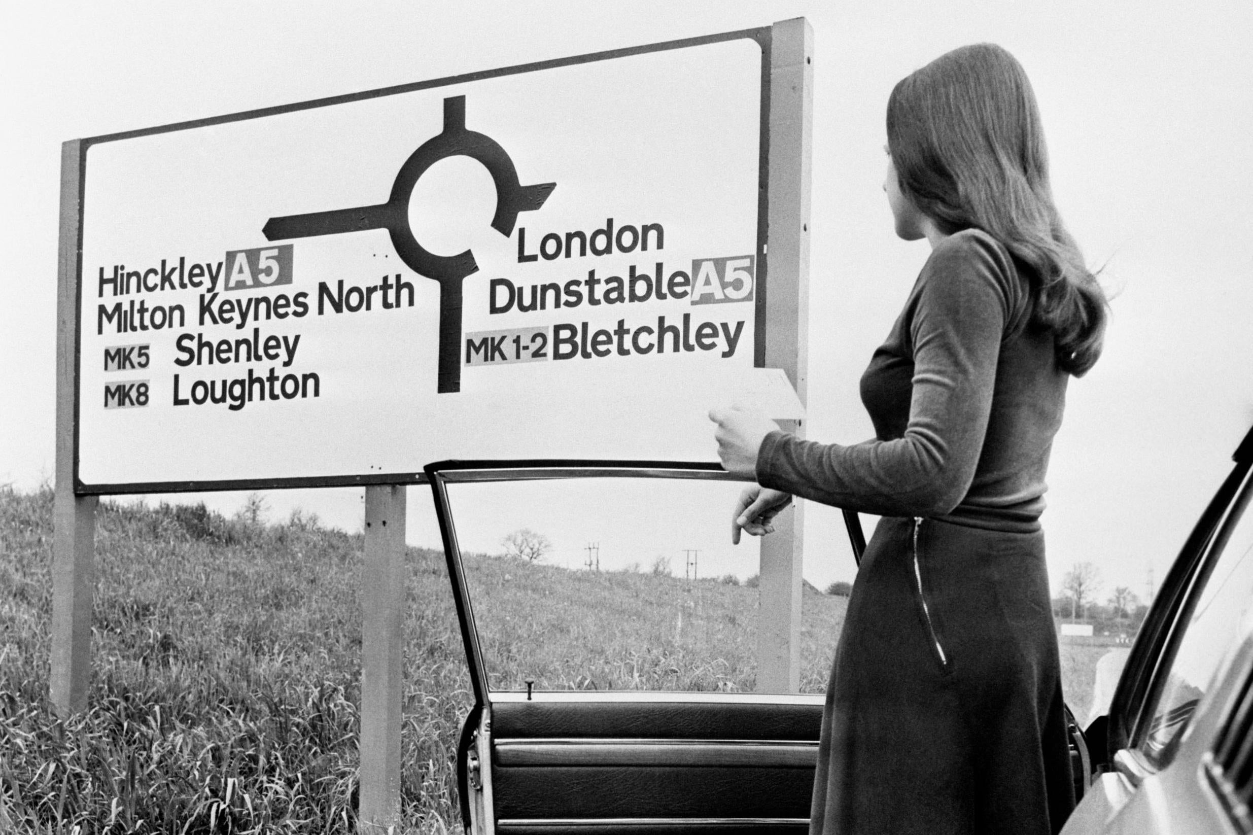 Road map: postcodes on signposts was a new town innovation (PA)