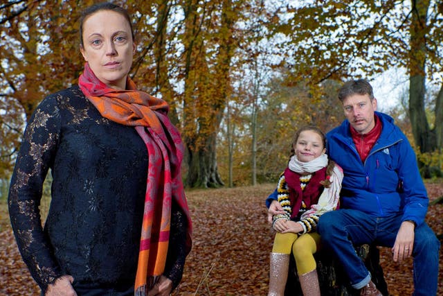 Rhiannon Davies, Richard Stanton and their daughter Isabella pictured in rural Herefordshire where they moved to heal from their devastating grief following baby Kate's avoidable death