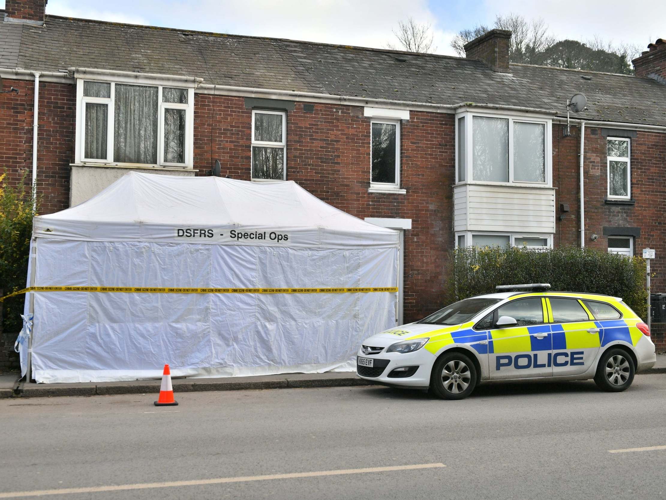 The scene in Bonhay Road, Exeter, Devon, where the body of Anthony Payne, 80, was discovered on 11 February, 2019