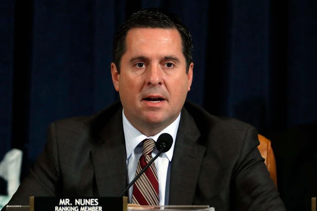 Devin Nunes, the Republican ranking minority member of the House Intelligence Committee, speaks at the impeachment hearings into Donald Trump