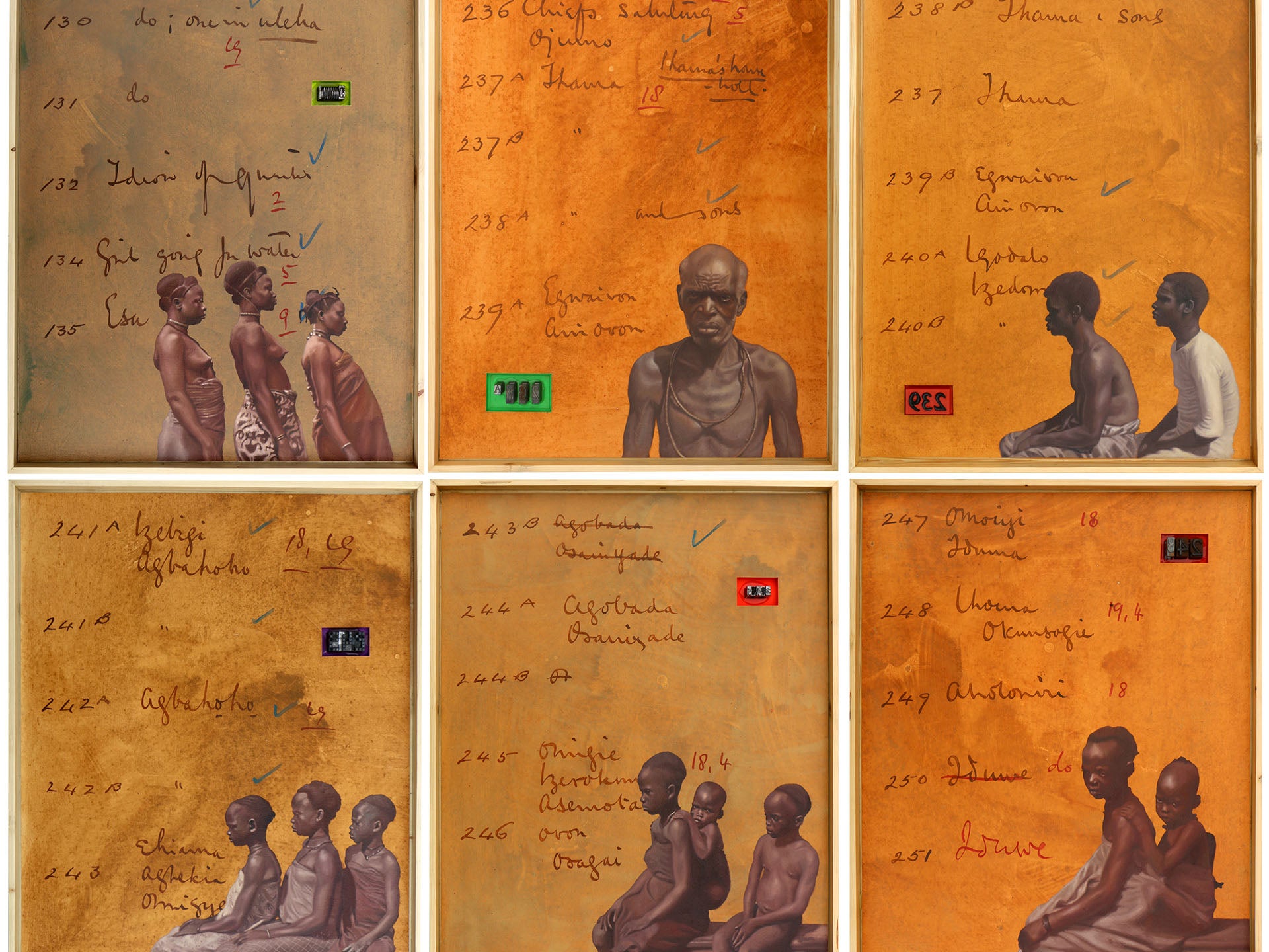 Colonial Indexicality: six of Kelani Abass’s mixed media artworks produced in response to Northcote Thomas photograph albums